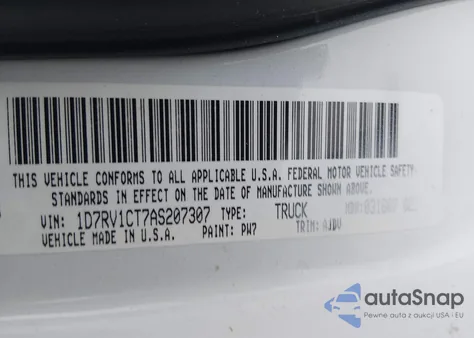 2010 Dodge Ram 1500 Slt/Sport/Trx из США, поврежденный, VIN 1D7RV1CT7AS207307